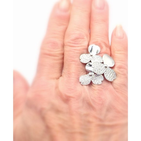 Authentic! Tiffany & Co Paper Flowers Platinum Diamond Large Ring - Picture 10 of 11